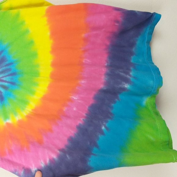 Liquid Blue Tie Dye Tank Top Shirt Mens Small Sleeveless Rainbow Hippie - Picture 3 of 10